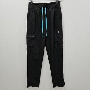Figs Technical Womens Yola FreeX Lined Scrub Pants Medium Black Workwear Medical